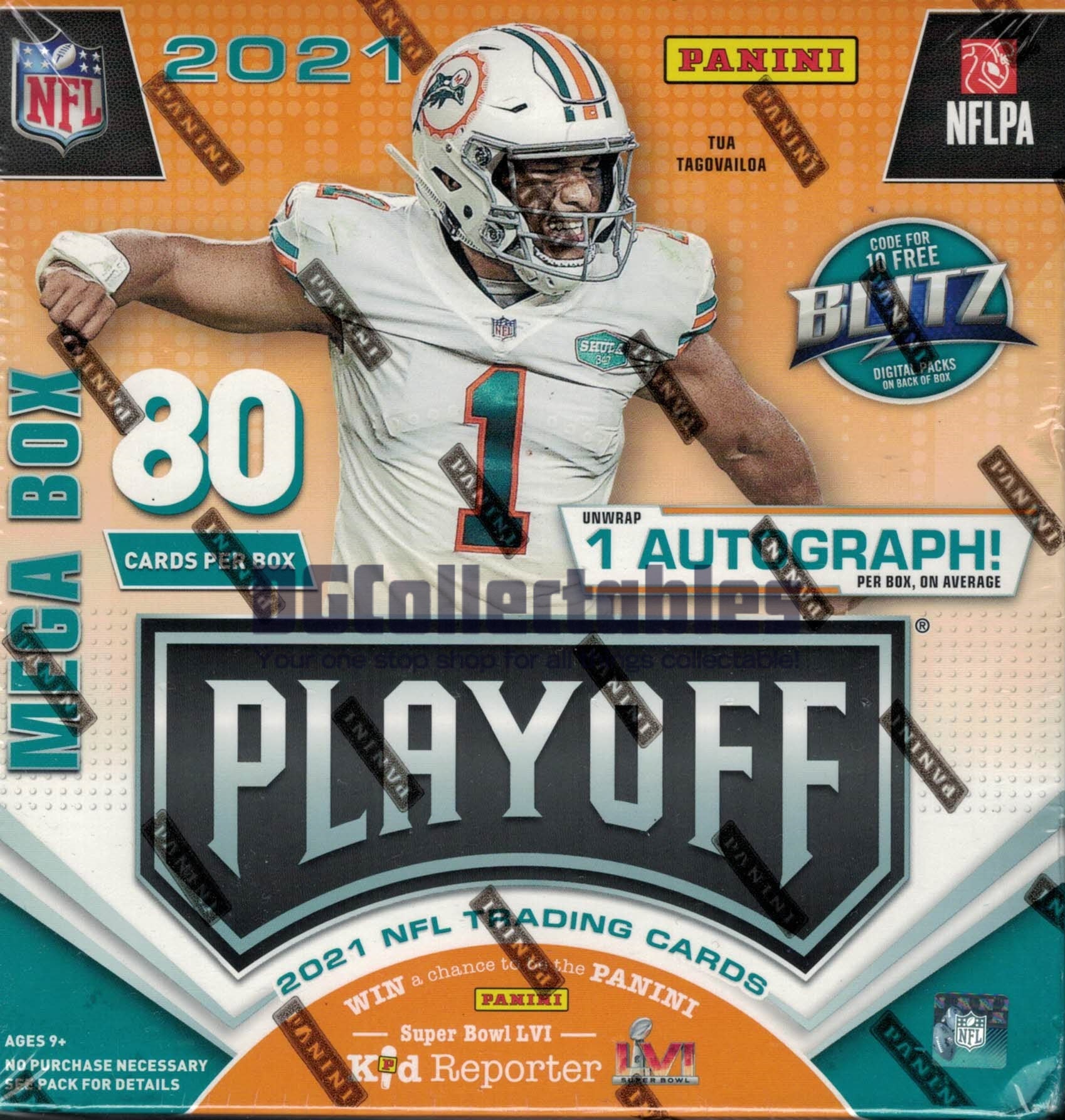 2020 Panini Playoff NFL Football Trading Cards Mega Box- 80 Cards