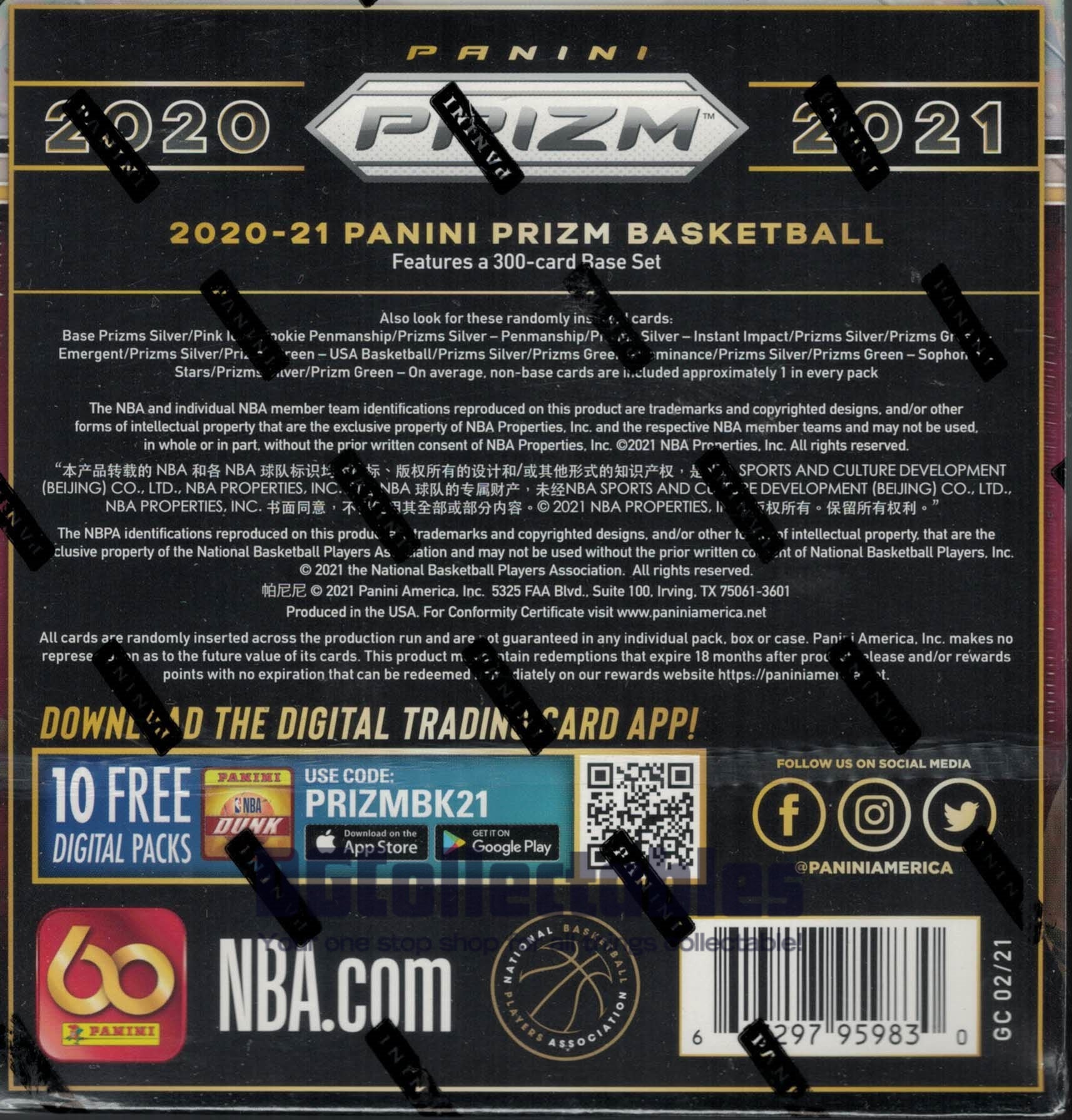 2020-21 Panini Prizm Basketball Hanger Box (Orange Ice) 20 Ct. - 2020-21 -  US